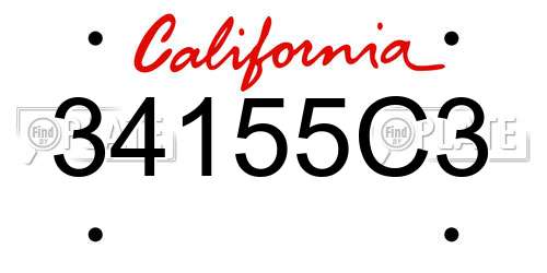 34155C3 California License Plate