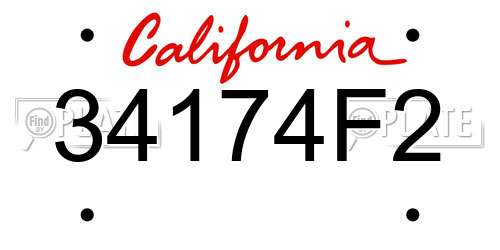 34174F2 California License Plate