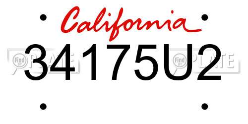 34175U2 California License Plate