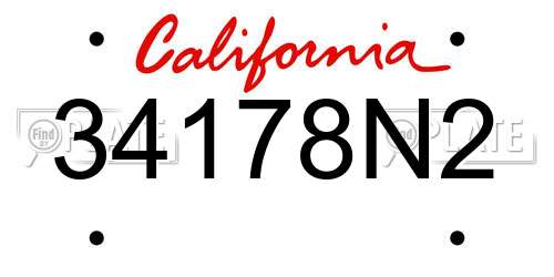 34178N2 California License Plate