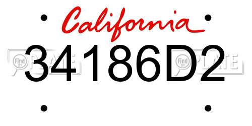 34186D2 California License Plate
