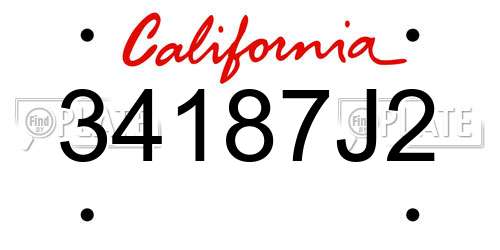 34187J2 California License Plate