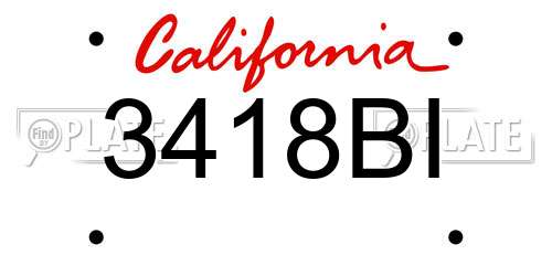 3418BI California License Plate