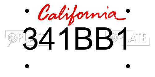 341BB1 California License Plate