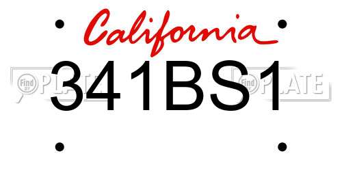 341BS1 California License Plate