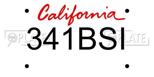 341BSI California License Plate