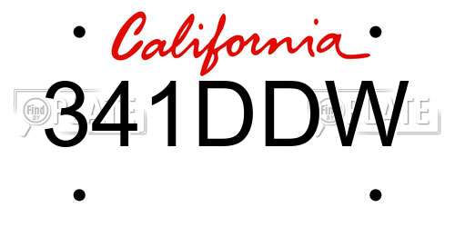 341DDW California License Plate