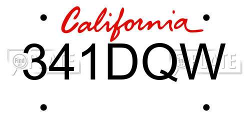 341DQW California License Plate