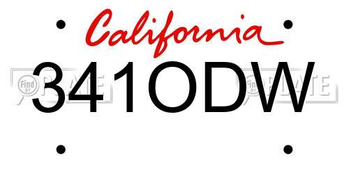 341ODW California License Plate