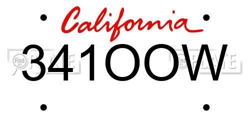 341OOW California License Plate