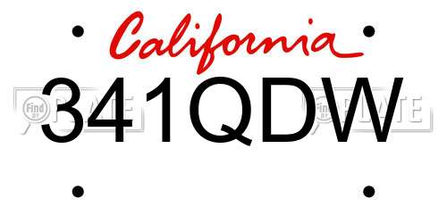 341QDW California License Plate