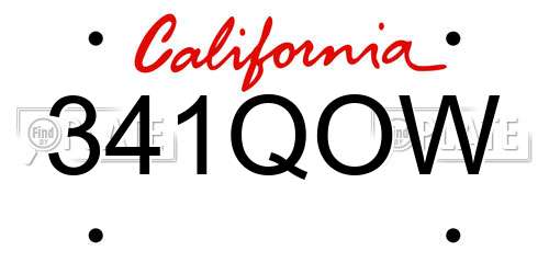 341QOW California License Plate