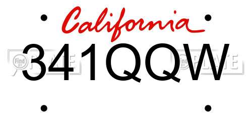 341QQW California License Plate