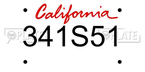 341S51 California License Plate