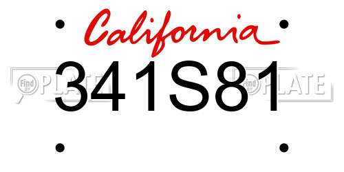 341S81 California License Plate