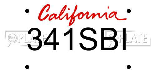 341SBI California License Plate