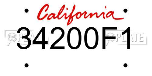 34200F1 California License Plate