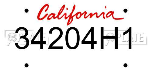 34204H1 California License Plate