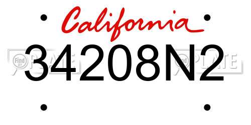 34208N2 California License Plate