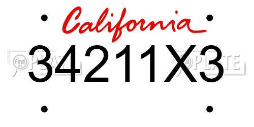 34211X3 California License Plate
