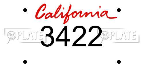 3422 California License Plate