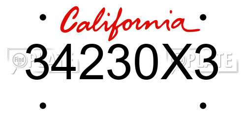 34230X3 California License Plate