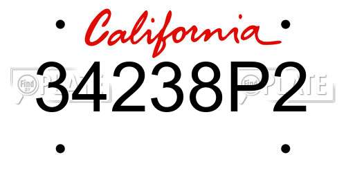 34238P2 California License Plate