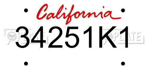 34251K1 California License Plate