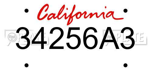 34256A3 California License Plate