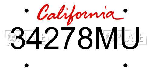 34278MU California License Plate
