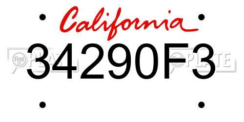 34290F3 California License Plate