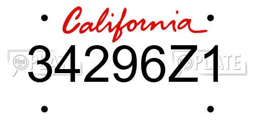 34296Z1 California License Plate