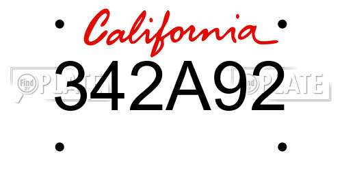 342A92 California License Plate