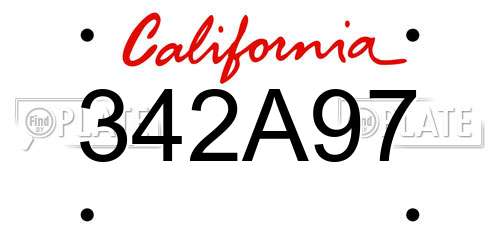 342A97 California License Plate