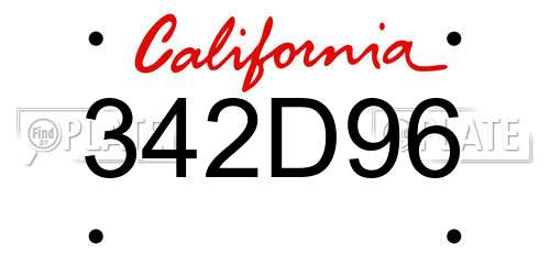 342D96 California License Plate