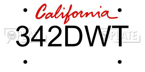 342DWT California License Plate