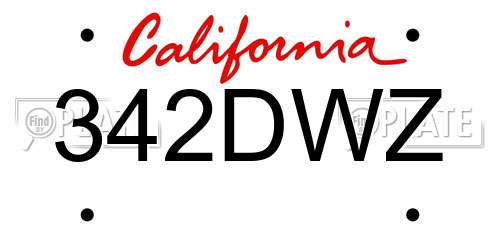 342DWZ California License Plate