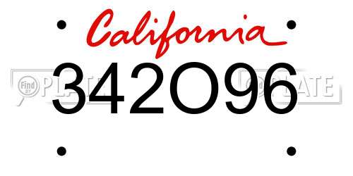 342O96 California License Plate