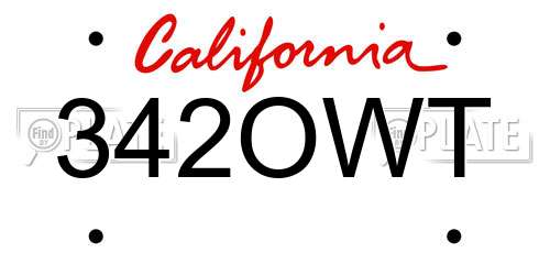 342OWT California License Plate