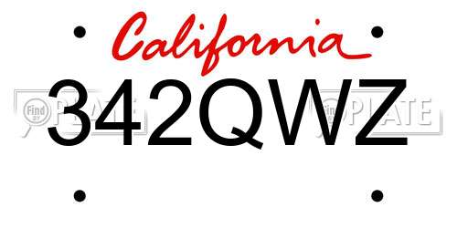 342QWZ California License Plate