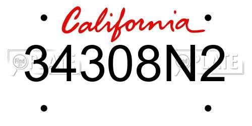 34308N2 California License Plate