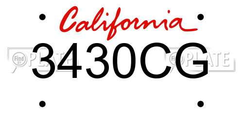 3430CG California License Plate