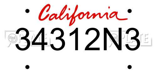 34312N3 California License Plate