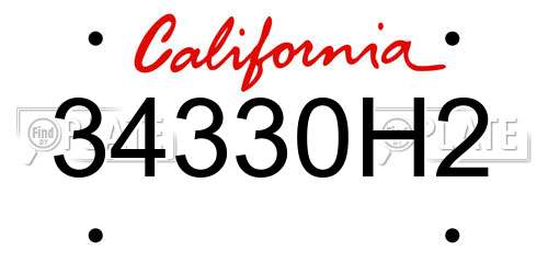 34330H2 California License Plate