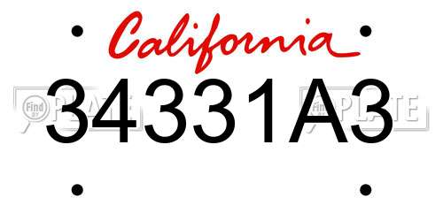 34331A3 California License Plate