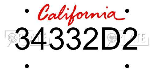 34332D2 California License Plate