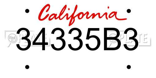 34335B3 California License Plate
