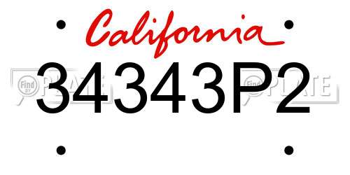 34343P2 California License Plate
