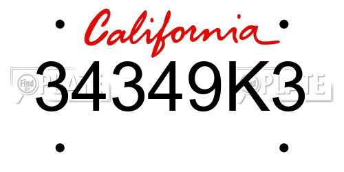 34349K3 California License Plate
