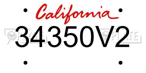 34350V2 California License Plate